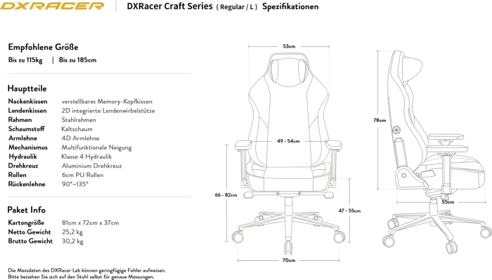 DXRacer Craft 2023 L Gamingstuhl, schwarz/rot