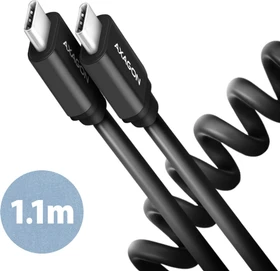 Axagon USB-C Kabel, Twister, USB 2.0, 480Mb/s, 60W PD, USB-C [Stecker] auf USB-C [Stecker], 1.1m