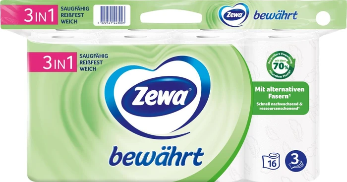 Zewa bewährt Toilettenpapier 3-lagig weiß, 16 Rollen