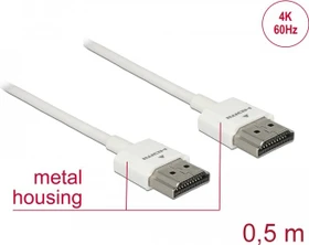 DeLOCK Slim 4K High Speed mit Ethernet HDMI 2.0 Kabel weiß, 0.5m