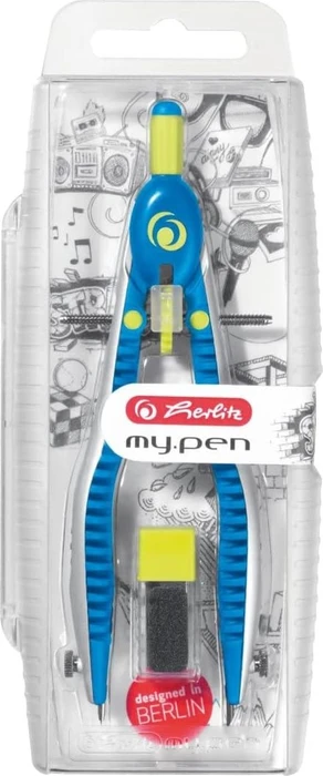 Herlitz my.pen Schnellverstellzirkel, blau/lemon