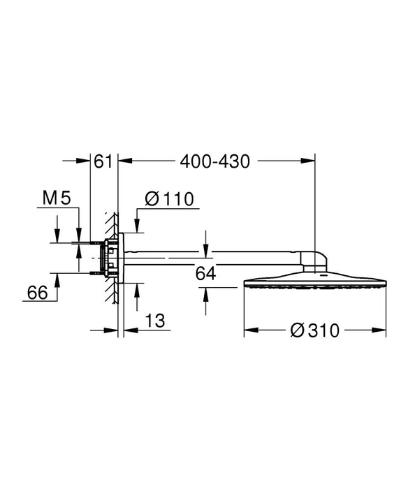 Grohe Rainshower SmartActive 310 Kopfbrause 430mm chrom (26475000) – Bild 2 von 2