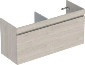 Geberit Renova Plan Unterschrank für Doppelwaschtisch 122.6x60.6x44.6cm, 2 Schubladen, 2 Innenschubladen, Nussbaum hickory hell