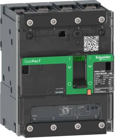 Schneider Electric Kompaktleistungsschalter ComPacT NSXm 100 A mit TM100D 4P/4T 16kA/415V Sammelschiene