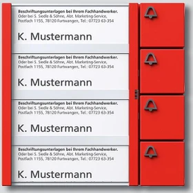 Siedle Tastenmodul TM 612-4 RAL, rot, 4 Ruftasten
