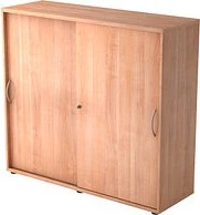 Hammerbacher Schiebetürenschrank 3OH V1753S, Bogengriff Metall, nussbaum, Aktenschrank