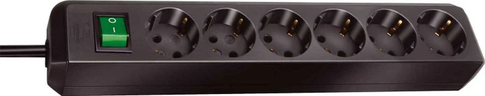 Brennenstuhl Eco-Line mit Schalter, 6-fach, 1.5m, schwarz
