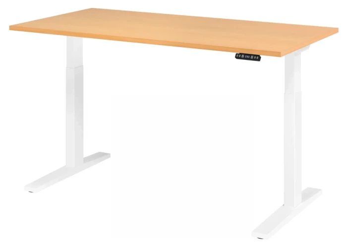 Hammerbacher Ergonomic Aktiv XMKA16 elektrisch höhenverstellbarer Sitz-Steh-Schreibtisch 160x80cm Buche/weiß