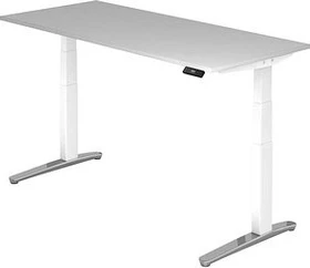 Hammerbacher Ergonomic Aktiv XBHM19 elektrisch höhenverstellbarer Sitz-Steh-Schreibtisch 180x80cm grau/weiß
