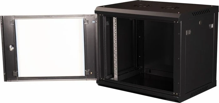 Roline / Secomp Value 19" Wandgehäuse 9HE, Flatpack, Sicherheitsglastür, IP20, RAL 9005, 450mm tief