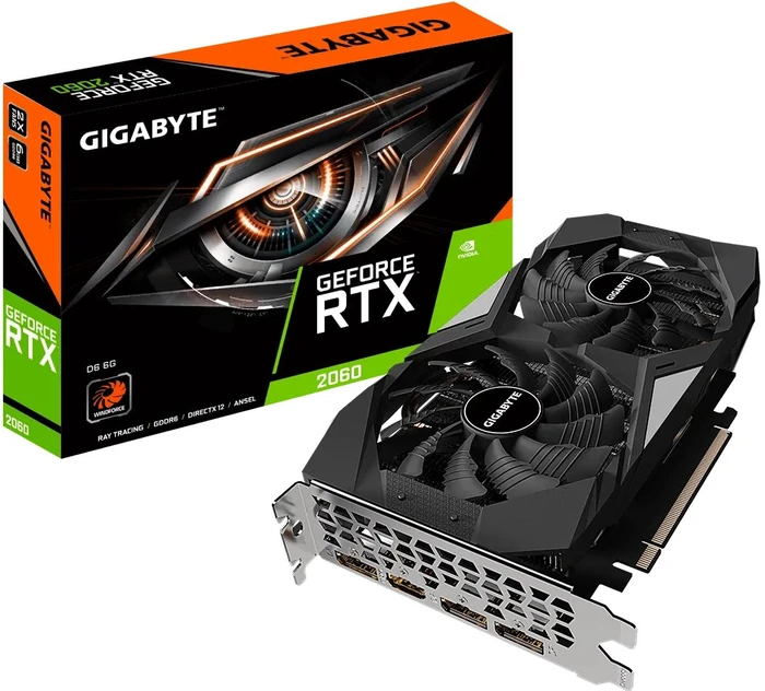 GIGABYTE GeForce RTX 2060 D6 6G (Rev. 2.0), 6GB GDDR6, HDMI, 3x DP