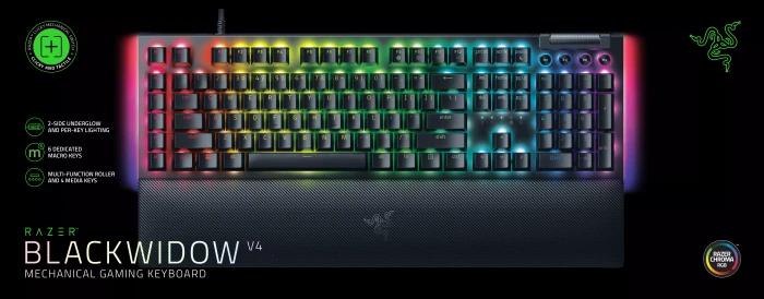 Razer BlackWidow V4, Razer GREEN Clicky Gen-3, USB, US
