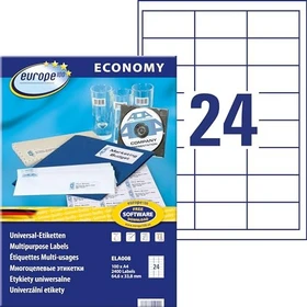 europe100 Etiketten, 64.6x33.8mm, weiß, 100 Blatt (2400 Etiketten)
