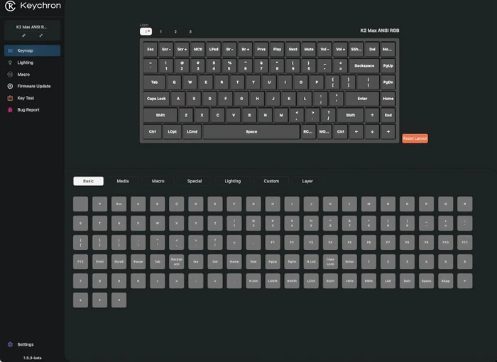 Keychron K2 Max, 75%, PBT, schwarz/grau, LEDs RGB, hot-swap, Keychron Super BANANA, USB/Bluetooth, US
