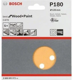 Bosch Professional C470 Best for Wood and Paint Schleifblatt K180, 125mm, 5 Stück