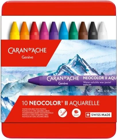 Caran d'Ache Neocolor II Aquarelle Wachskreide, 10 Farben
