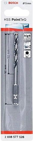 Bosch Professional HSS PointTeQ Spiralbohrer, 5x52x91mm, 1 Stück