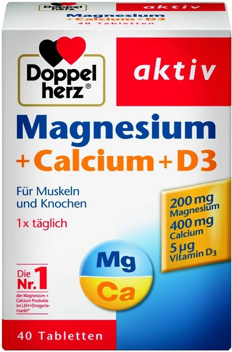 Doppelherz Magnesium + Calcium + D3 Tabletten, 40 Stück