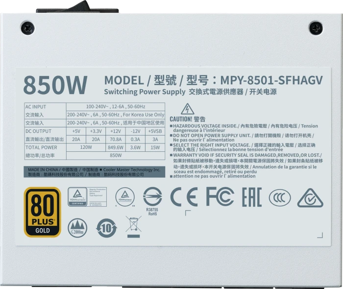 Cooler Master V-Series V850 SFX Gold White Edition 850W, ATX 3.0
