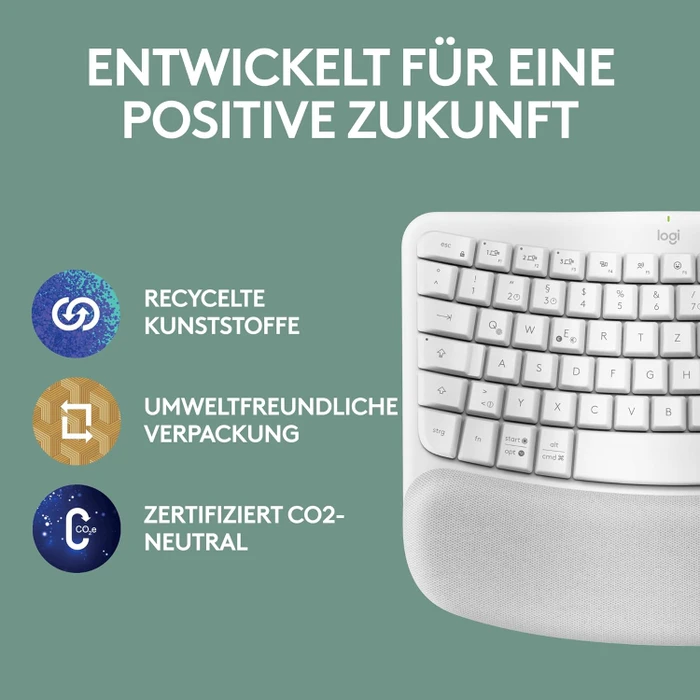 Logitech Wave Keys, Grauweiß, Logi Bolt, USB/Bluetooth, DE