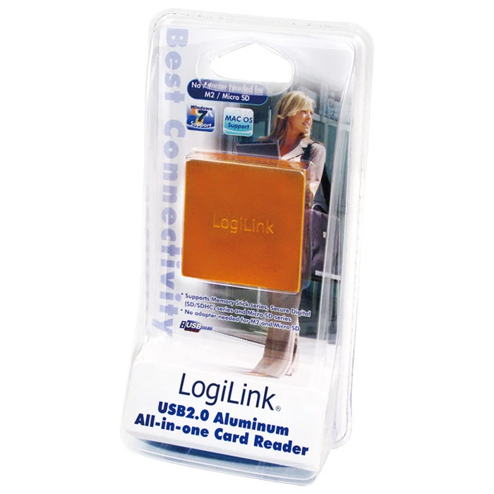 LogiLink Aluminium All-in-One Multi-Slot-Cardreader orange, USB-A 2.0 [Buchse]