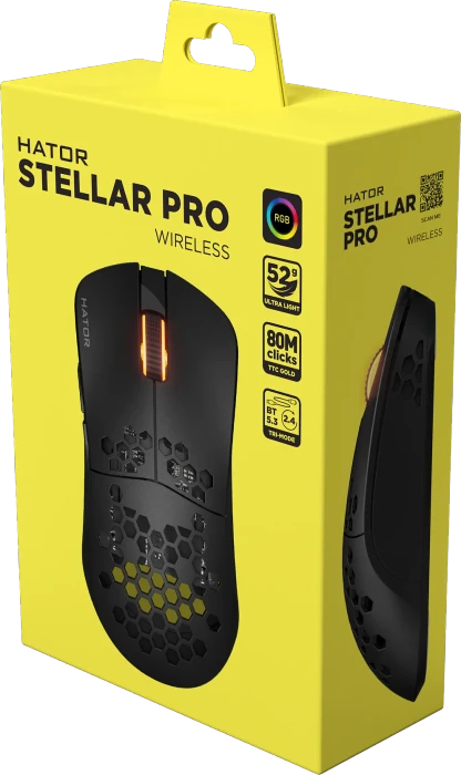 Hator Stellar Pro Wireless Gaming Mouse schwarz, USB/Bluetooth