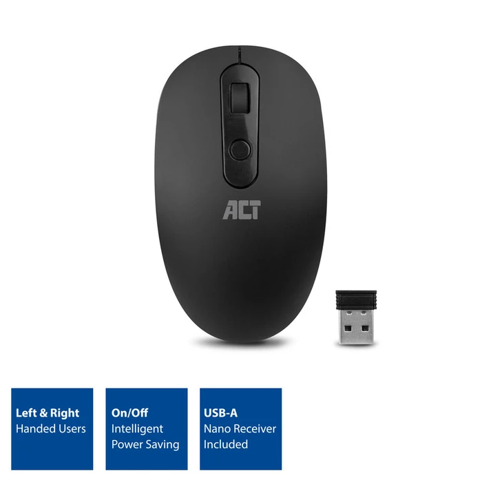 Act Wireless Mouse 1200dpi schwarz, USB
