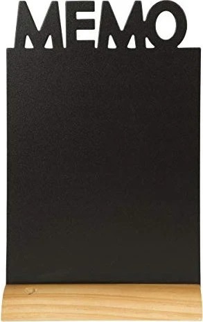 Securit Silhouette Wood Memo, Kreidetafel mit Holzfuß, schwarz, 21x34.5cm