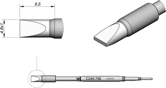 JBC C245756 Dauerlötspitze, meißelform, 4.8mm, 1 Stück