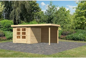 Karibu Askola 3.5 Gartenhaus inkl. Anbau 2.4m + Rückwand natur