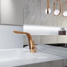 Steinberg Serie 260 Waschtisch-Einhebelmischer mit Ablaufgarnitur rose gold