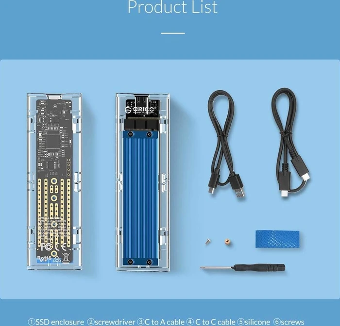 Orico TCM2-C3, blau/transparent, USB-C 3.1
