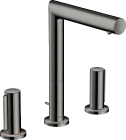Hansgrohe Axor Uno 3-Loch Waschtischarmatur 200 mit Zerogriffen und Zugstangen-Ablaufgarnitur polished black chrome