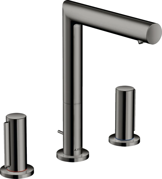 Hansgrohe Axor Uno 3-Loch Waschtischarmatur 200 mit Zerogriffen und Zugstangen-Ablaufgarnitur polished black chrome