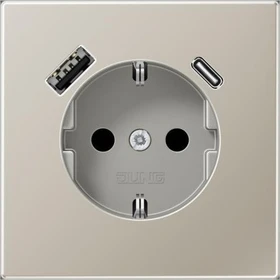 Jung Serie LS SCHUKO-Steckdose mit USB-Ladegerät Safety+, edelstahl