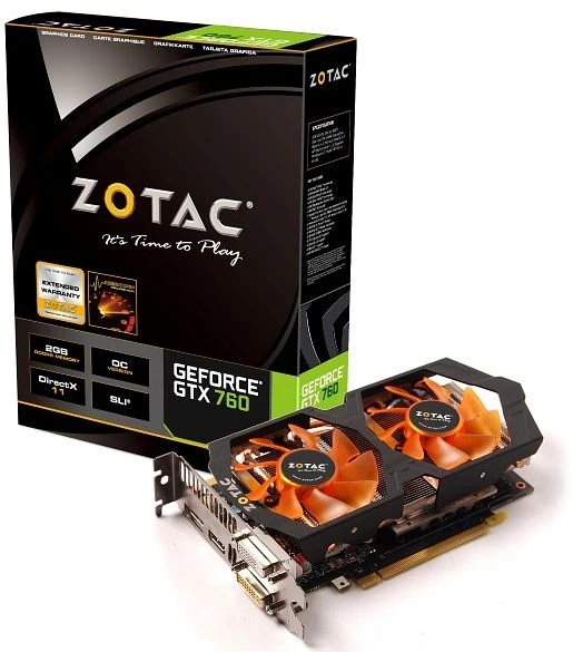 Zotac GeForce GTX 760 OC, 2GB GDDR5, 2x DVI, HDMI, DP