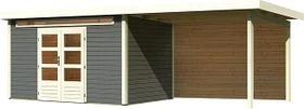 Karibu Kandern 7 Gartenhaus inkl. Anbau + Rückwand 3.2m terragrau