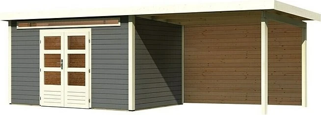 Karibu Kandern 7 Gartenhaus inkl. Anbau + Rückwand 3.2m terragrau