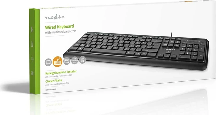 Nedis Multimedia Tastatur, schwarz, USB, ND