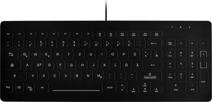 Contour Design Active Key kompakte Hygiene-Tastatur mit Nummernblock, schwarz, LEDs grün, wischdesinfizierbar, USB, ND