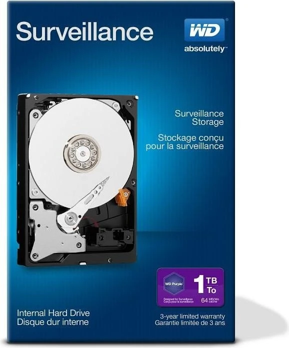 Western Digital WD Purple Surveillance 1TB, 24/7, 512e / 3.5" / SATA 6Gb/s, retail