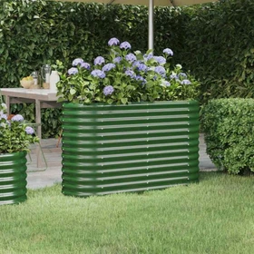 vidaXL Stahl Hochbeet oval 114x40cm grün