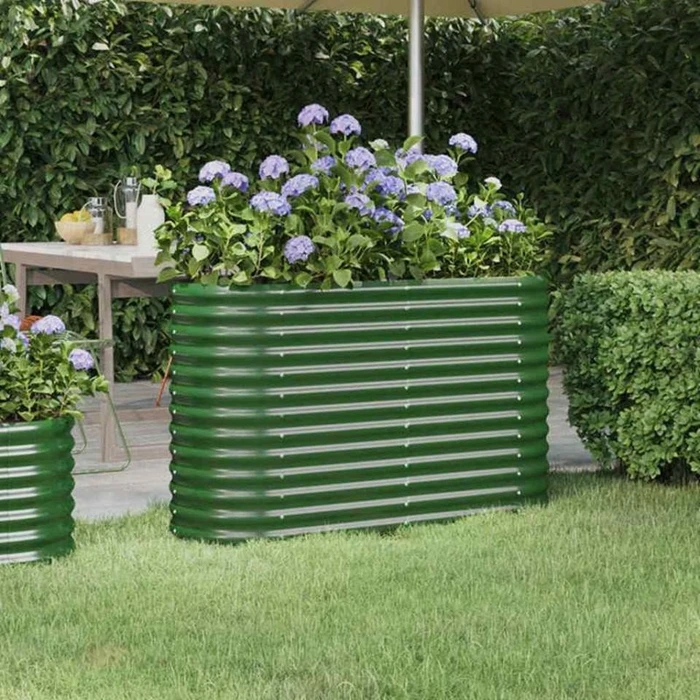 vidaXL Stahl Hochbeet oval 114x40cm grün