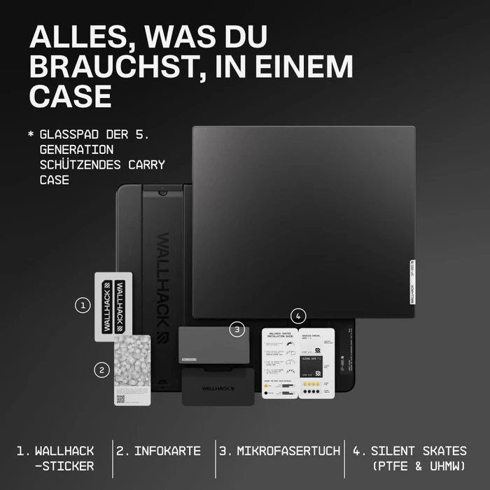 Wallhack SkyPAD SP-005 Glass Pad 5.0 Glas-Gaming-Mauspad, 510x440mm, schwarz