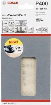 Bosch Professional M480 Best for Wood and Paint Gewebeschleifblatt K400, 93x186mm, 10 Stück