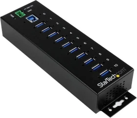 StarTech Industrial Railmount USB-Hub, 10x USB-A 3.0, USB-B 3.0 [Buchse] (ST1030USBM)