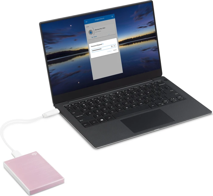 Seagate Backup Plus Slim Portable rose, rosa/grau, 2TB, USB 3.0 Micro-B