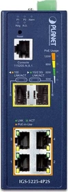 Planet IGS-5225 Industrial Railmount Gigabit Managed Switch, 4x RJ-45, 2x SFP, 240W PoE+ (IGS-5225-4P2S)