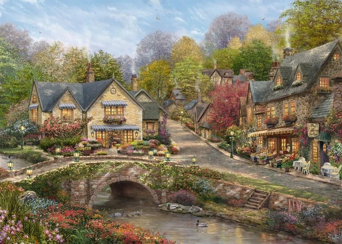 Schmidt Spiele Thomas Kinkade Sommer in Cobblestone Village