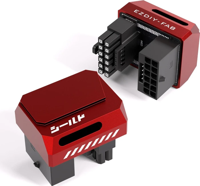 EZDIY-FAB 12V-2x6 Winkeladapter 180°, Variante RVS, Sense-Pins an der Unterseite, rot
